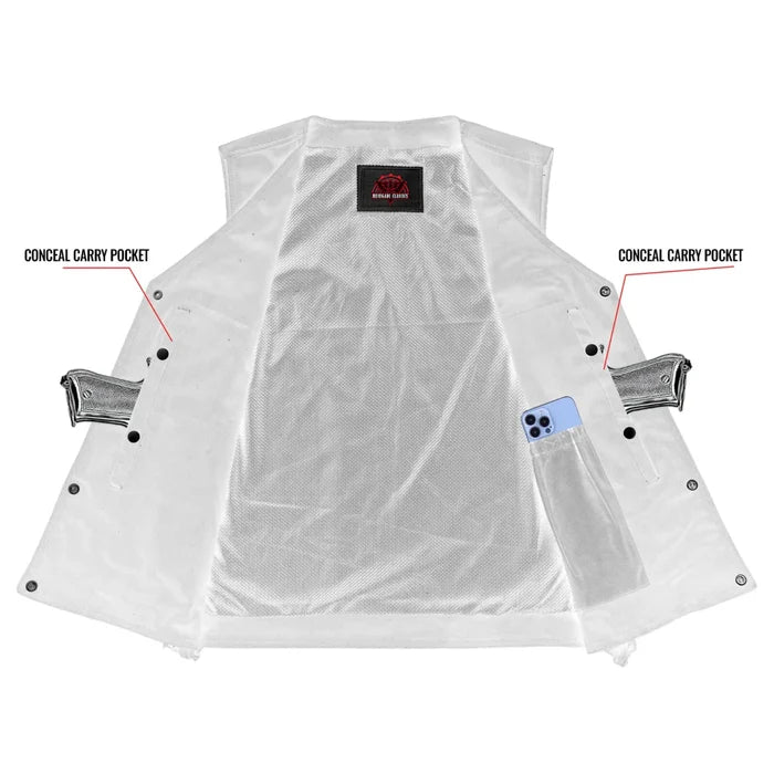 Men's Black Denim Motorcycle Vest – Single Panel Back