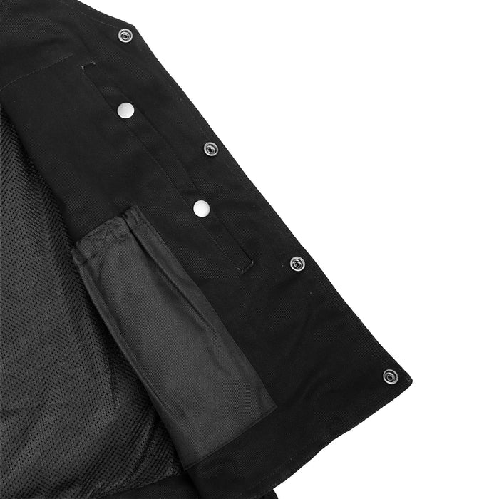 Men's Black Denim Motorcycle Vest – Single Panel Back