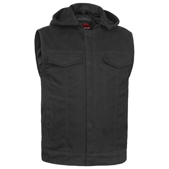 Men's Black Denim Single Back Panel Concealment Vest w/Rem