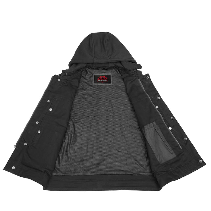 Men's Black Denim Single Back Panel Concealment Vest w/Rem