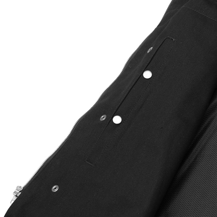 Men's Black Denim Single Panel Concealment Vest W/ Leather Trim