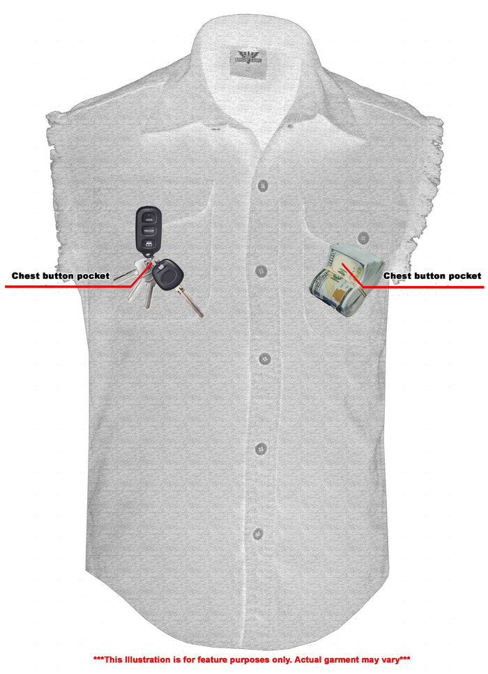 Men's Black Lightweight Sleeveless Denim Shirt