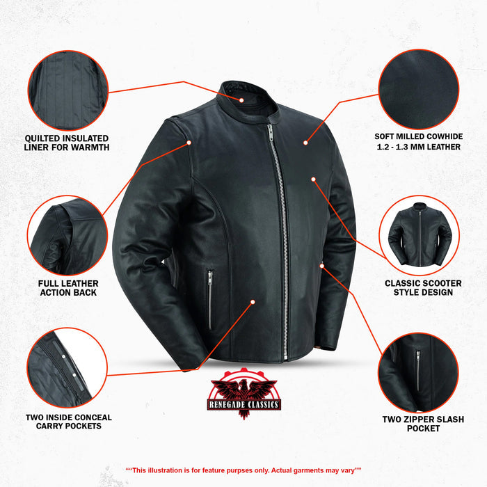 Men's Classic Black Scooter Leather Jacket