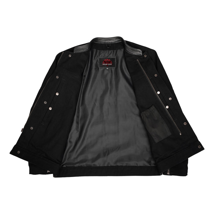 Men's Full Cut Denim Jacket – Leather Trim & Hidden Pockets