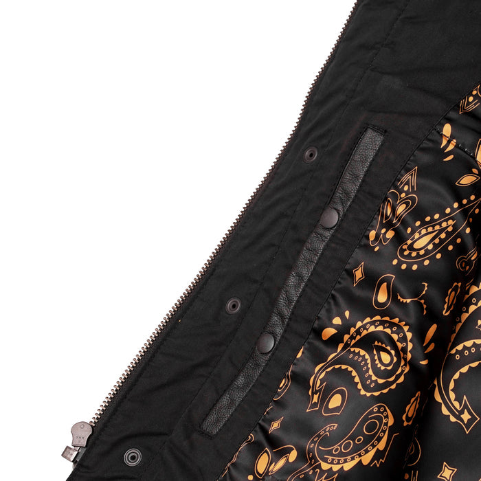 Men's Gold Rush Black Leather Vest - Yellow Stitching