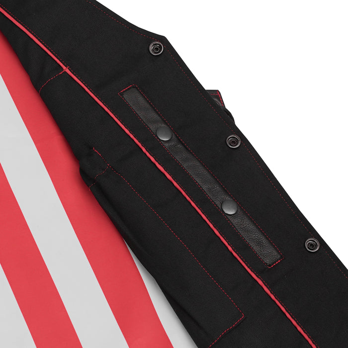 Men's Honor Ride Black Leather Motorcycle Vest with Red Stitching