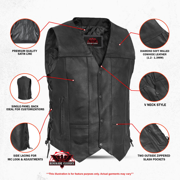 Men's Line Ranger Multi-Pocket Motorcycle Vest - Black