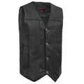 Men's Milled Single Back Panel Leather Vest - Black