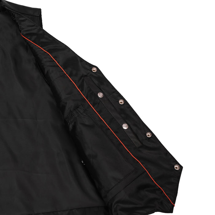 Men's Milled Single Back Panel Leather Vest - Black