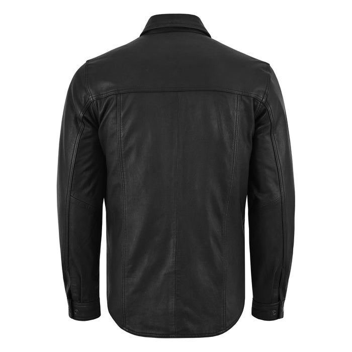 Men's Premium Lightweight Black Leather Shirt