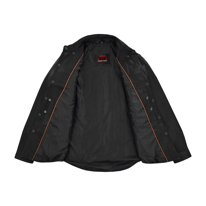Men's Premium Lightweight Black Leather Shirt