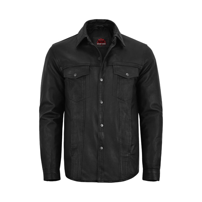 Men's Premium Lightweight Black Leather Shirt