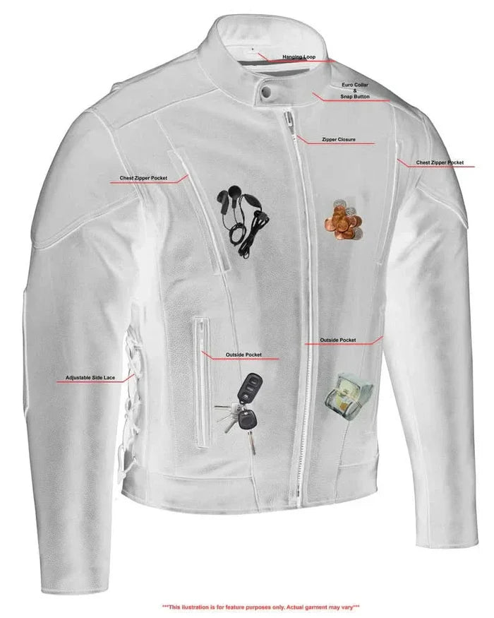 Men's Premium Vented Motorcycle Jacket – Side Laces
