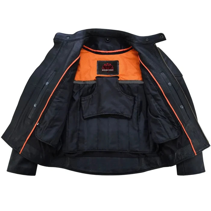 Men's Premium Vented Motorcycle Jacket – Side Laces