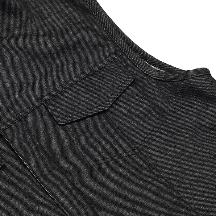 Men's Rough Rub-Off Raw Finish Motorcycle Denim Vest - Black