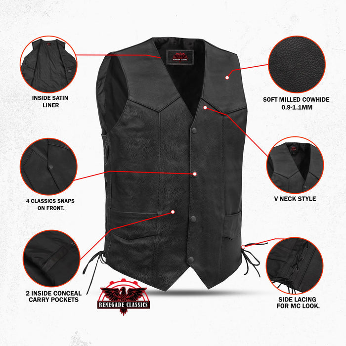 Men's Side Lace Economy Vest - Black
