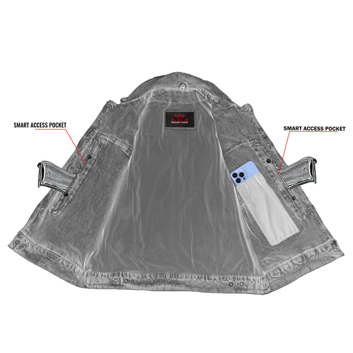 Men's Snap Front Blue Denim Motorcycle Vest