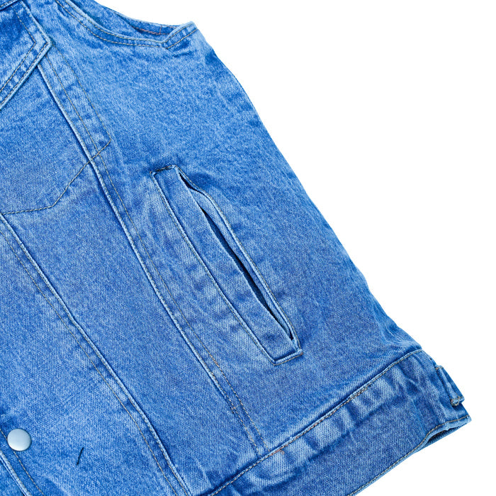 Men's Snap Front Blue Denim Motorcycle Vest