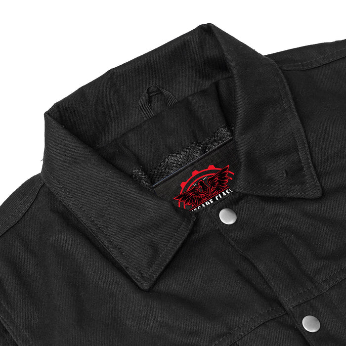 Men's Snap/Zipper Front Black - Denim Motorcycle Vest