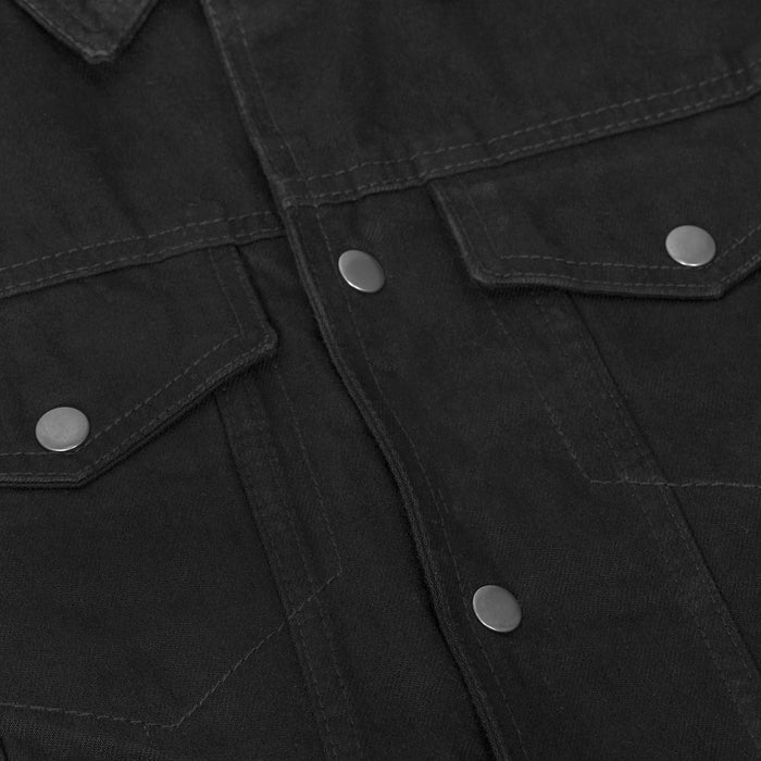Men's Snap/Zipper Front Black - Denim Motorcycle Vest