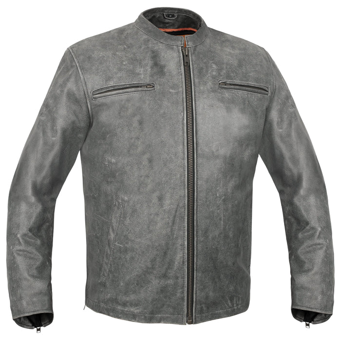 Men's Sporty Gray Leather Cruiser Jacket