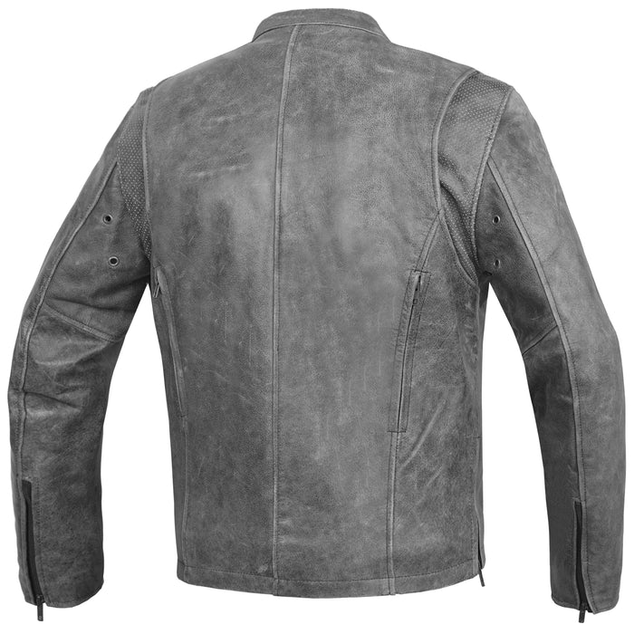 Men's Sporty Gray Leather Cruiser Jacket