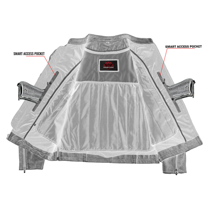 Men's Sporty Gray Leather Cruiser Jacket