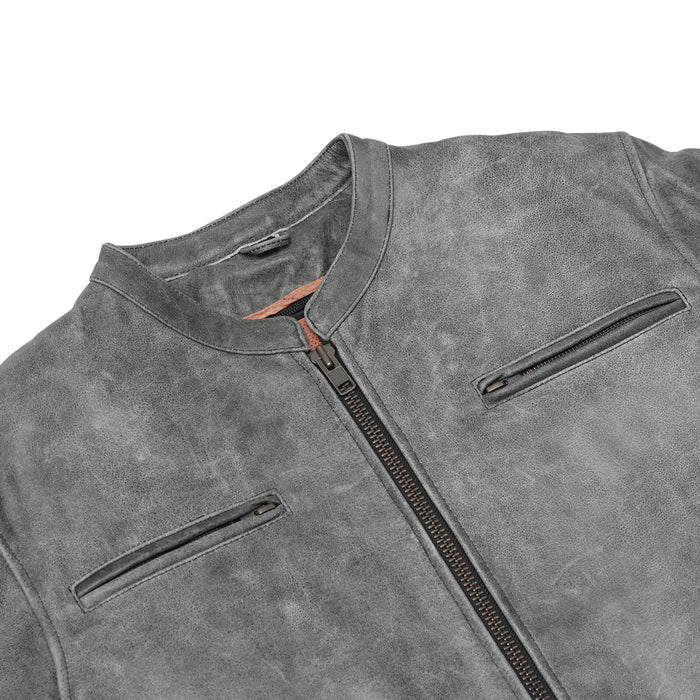 Men's Sporty Gray Leather Cruiser Jacket