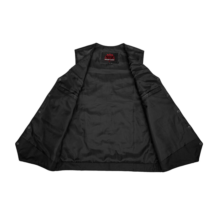 Men's Tall Classic Motorcycle Leather Vest - Black