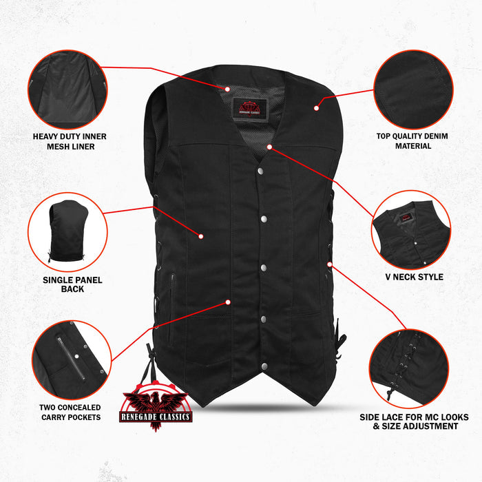 Men's Ten Pocket Denim Utility Vest - TALL