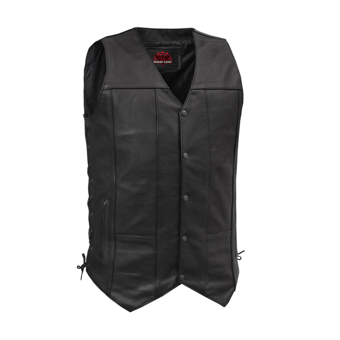 Men's Ten Pocket Utility Black Vest - TALL