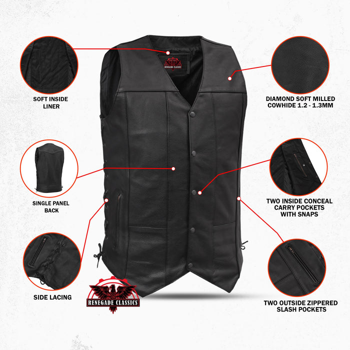 Men's Ten Pocket Utility Black Vest - TALL