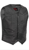 Men's Traditional Leather Motorcycle Vest - Black