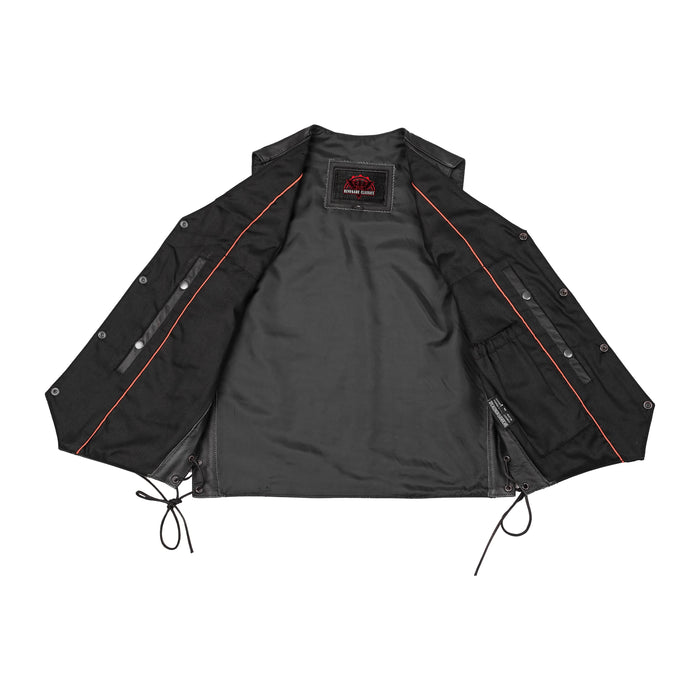 Men's Traditional Leather side lacing Vest - Black