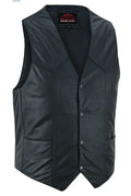 Men's Traditional Light Weight Black Leather Motorcycle Vest