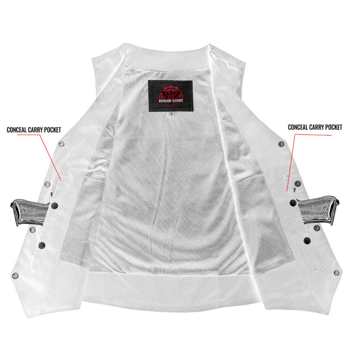 Men's Traditional Motorcycle Denim Vest with Plain Sides