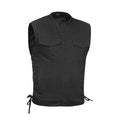 Men's Upgraded All-Black Denim Motorcycle Vest – Smart Access Pockets