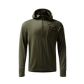 Merino Half Zip with Hood in Olive, front view #olive