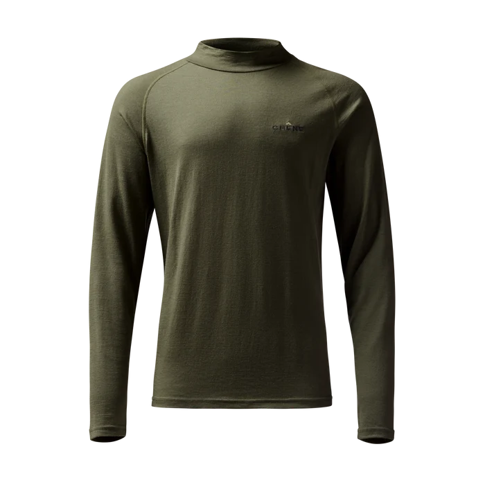 Merino Mock Neck in Olive, front view #olive