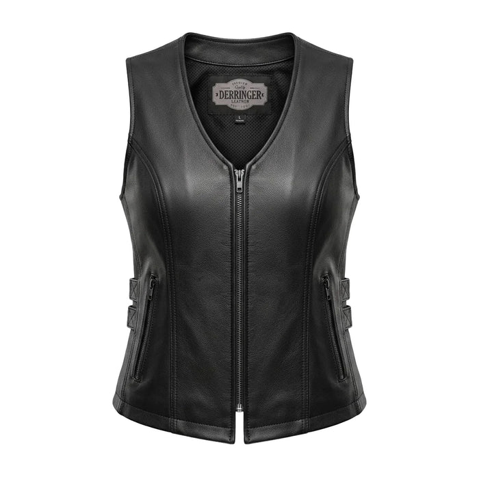Midnight Cowgirl - Women's Lambskin Leather Motorcycle Vest