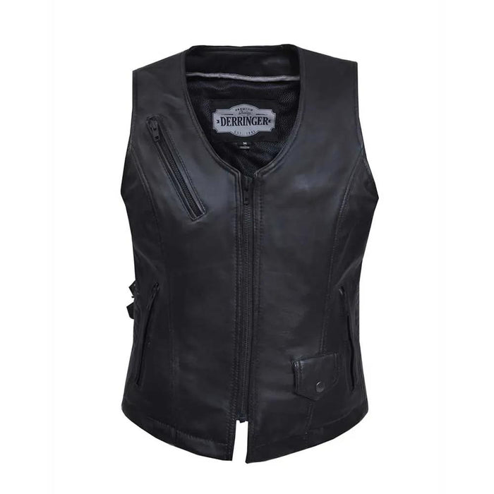 Midnight Cowgirl - Women's Lambskin Leather Motorcycle Vest