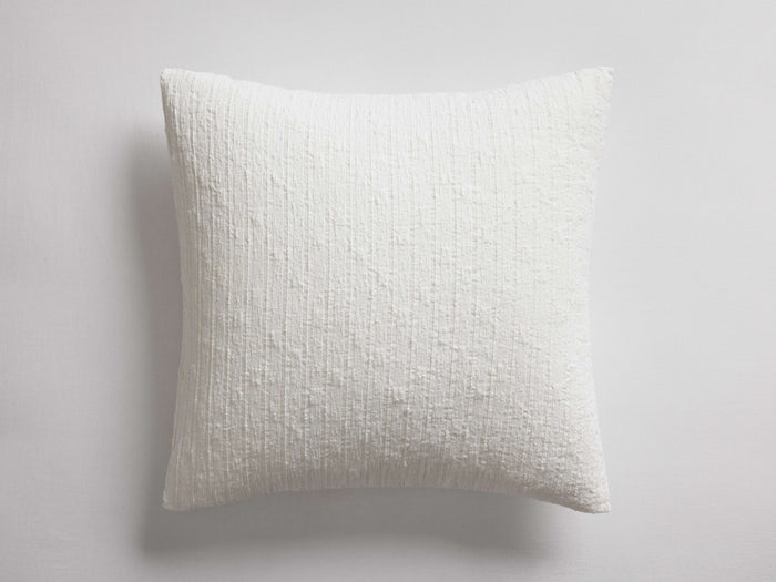White Mihali Matelasse Sham, square, with a visible textured, ridged matelass?? pattern on a light background.