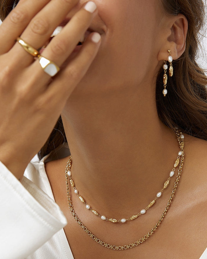 Mimi Pearl and Gold Earrings