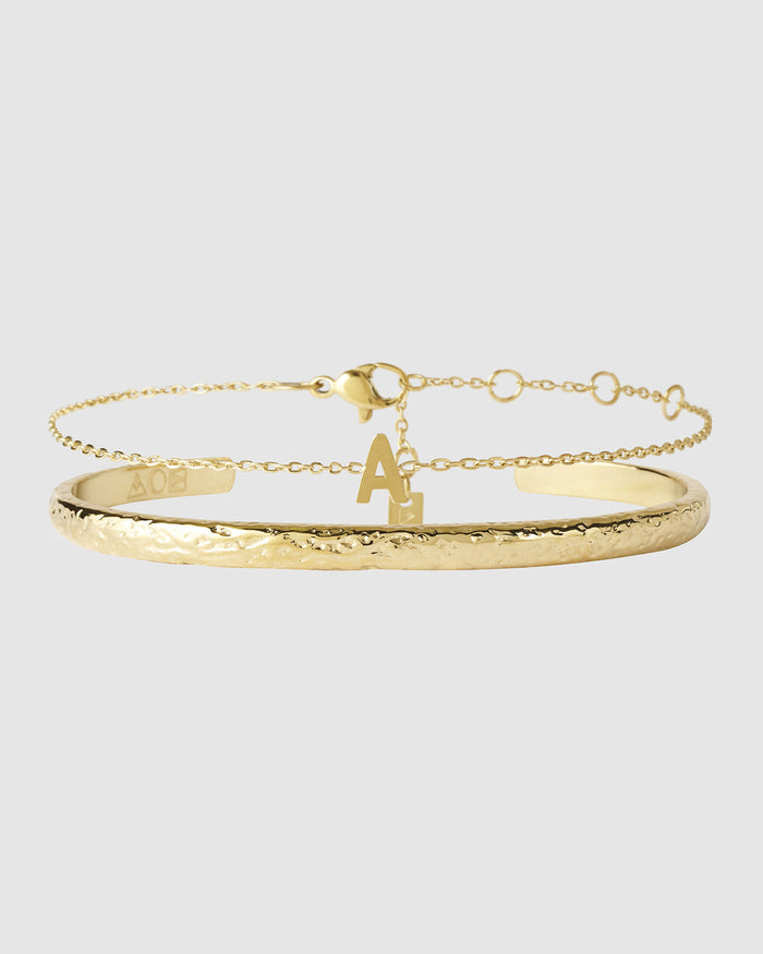 Mini Initial Bracelet Stack - Gold