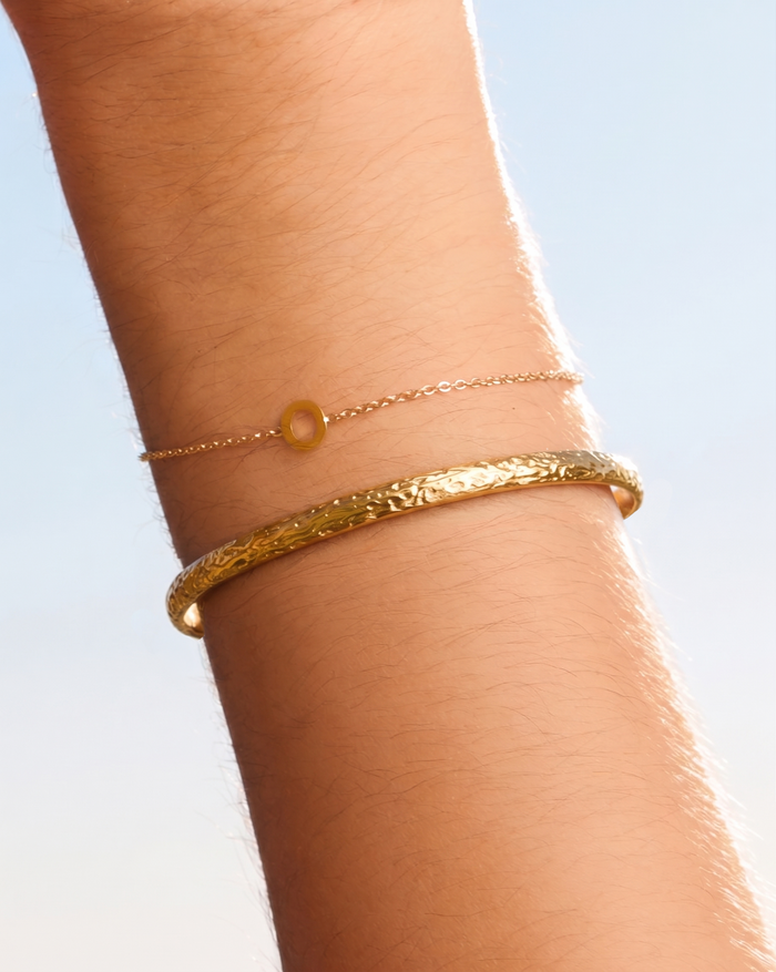 Mini Initial Bracelet Stack - Gold