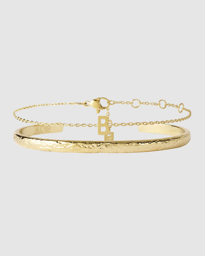Mini Initial Bracelet Stack - Gold