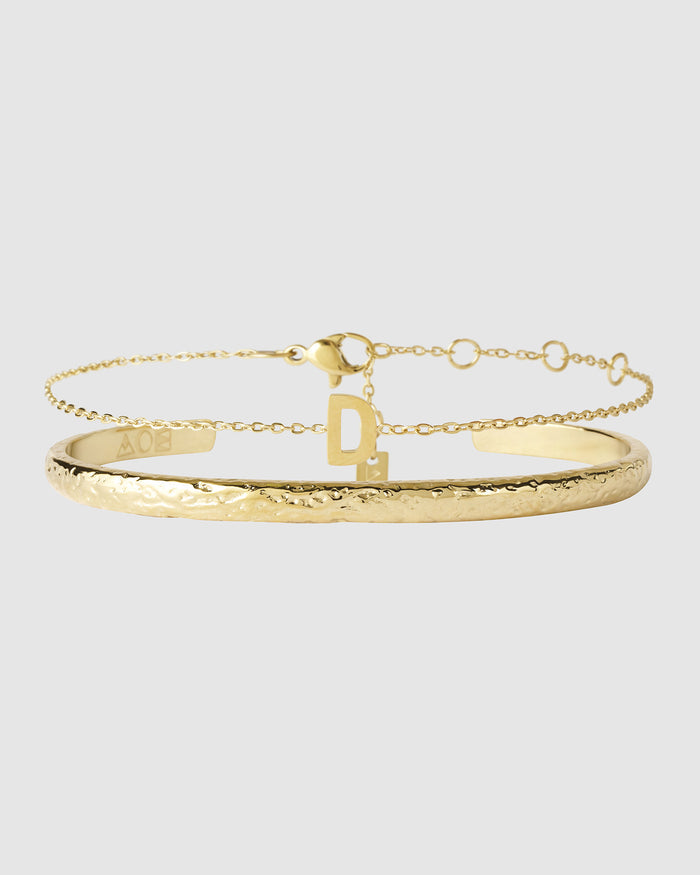 Mini Initial Bracelet Stack - Gold