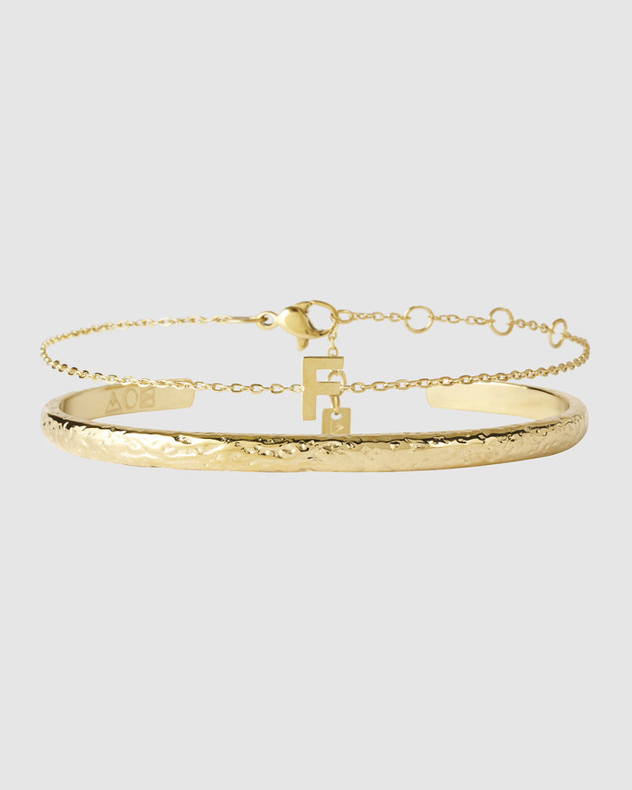 Mini Initial Bracelet Stack - Gold