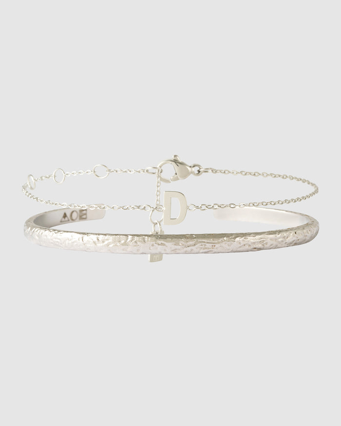 Mini Initial Bracelet Stack - Silver