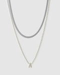 Mini Initial Necklace Stack - Silver